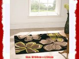 Flair Rugs Wilderness Passion Flower 100% Wool Hand Carved Rug Green/Black 160 x 230 Cm