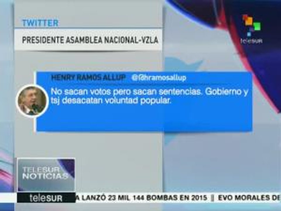 Venezuela: presidente de la AN desestima orden judicial sobre desacato