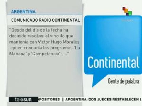 Argentina: Radio Continental justifica despido de Víctor Hugo Morales