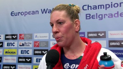 Interviews after Hungary won by 9:6 against Greece – Women Preliminary, Belgrade 2016 European Championships