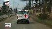 Raw: Food Convoy Arrives in Besieged Syrian Town