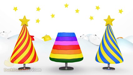 3D Rainbow Christmas Tree for Children to Learn Colors with Funny Mr Surprise Eggs [DuckDu