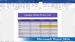 Microsoft Word 2016 Sorting data in a table