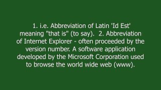 ie meaning and pronunciation
