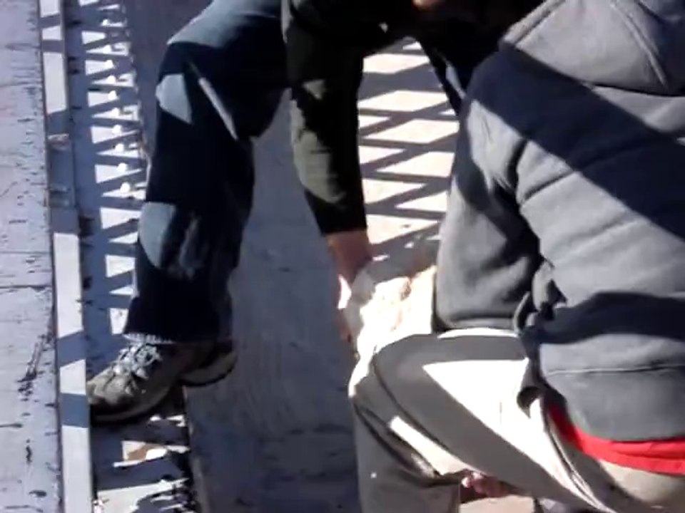 Balancer un gros rocher dans un lac du haut d'un pont (140m) : bruit énorme lors de l'impact