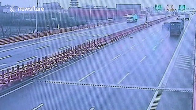 Moment car bursts into flames after 'minor' crash in China