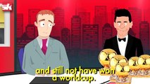 Cristiano Ronaldo trolls Lionel Messi and the interviewer in this cartoon. ‪#‎Ballondor‬
