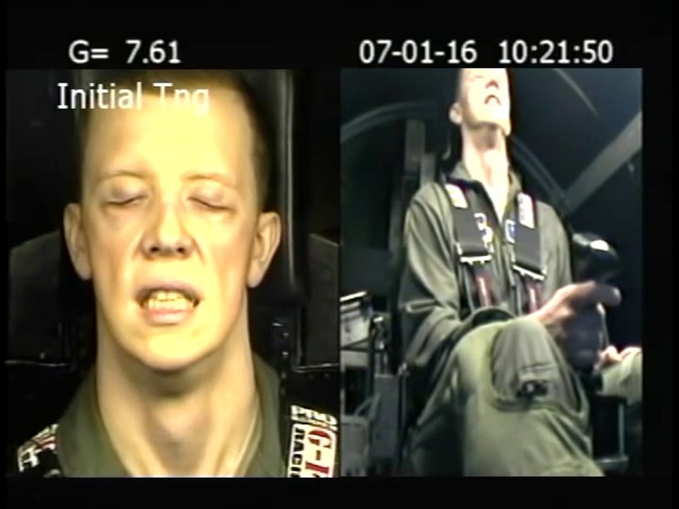 Entrainement d'un Soldat US dans une centrifugeuse - Malaise à 8G