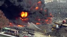 Un intense incendie dévaste un champs de pneus en Australie