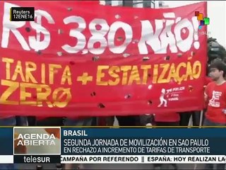 Скачать видео: Ciudadanos de Sao Paulo protestas contra alza a tarifas de transporte