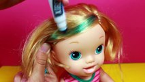 RAINBOW HAIR on Baby Alive Dolls, Barbie & Disney Princess Rapunzel Hair Chalk Salon Makeo