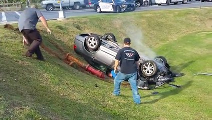 Crazy Woman Does Donuts And Flips Her Car Video