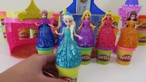 Play-Doh Sparkle Kjoler Disney Princess Elsa Anna Askepott Rapunzel MagiClip Glitter Dukker!