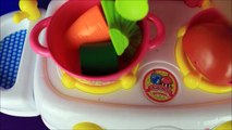 Toy Kitchen velcro fruit vegetables cooking soup baking bread cookies toy food asmr