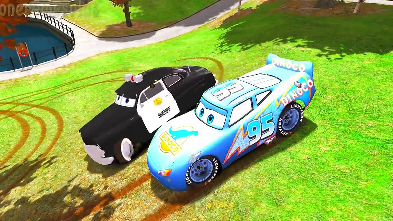 Disney cars Dinoco McQueen & Sheriff Goofy & Spider Man Childrens Songs and Rhymes