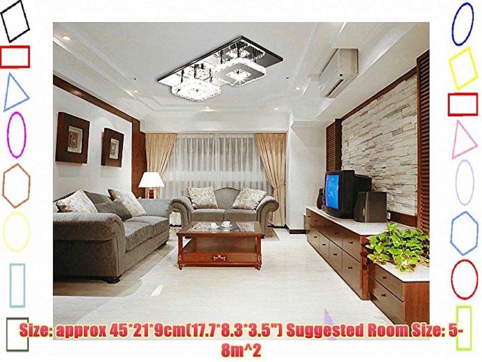 Fuloon 14W Modern Crystal LED Ceiling Light Pendant Flush Lamp Stainless Steel Chandelier Decor