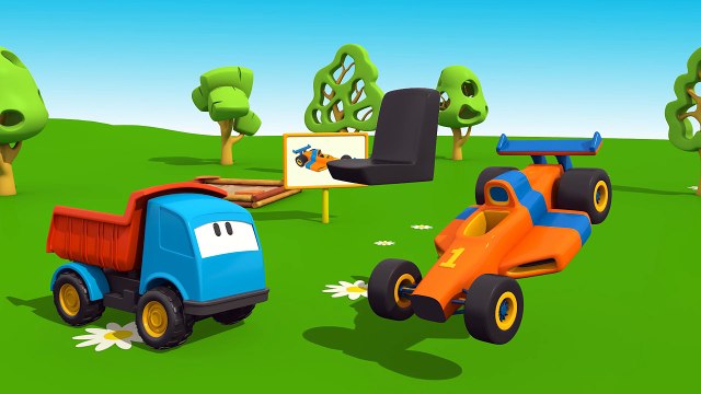 Leo der neugierige Lastwagen und der schnelle RENNWAGEN!! Animation für Kinder