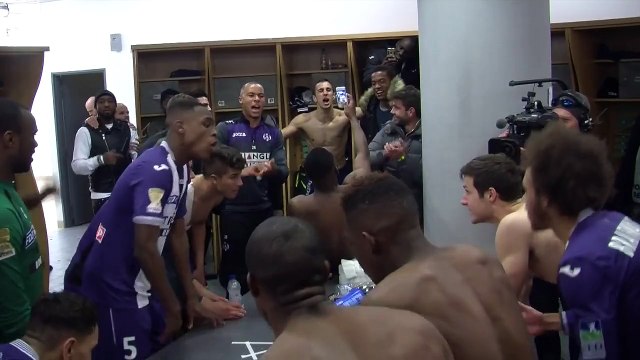 La joie du vestiaire toulousain après la qualif' pour les demi-finales de Coupe de la Ligue