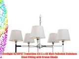 Firstlight 8219PST Transition E14 5 x 40 Watt Polished Stainless Steel Fitting with Cream Shade