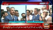 Waseem Akhtar talks to media after talking oath