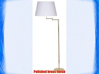 Download Video: Armada Swing Arm Floor Standard Polished Brass Finish Lampshade Extra