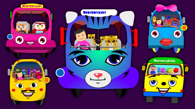 Bus Finger Family Nursery Rhymes for Children - funny five buses Cartoons song