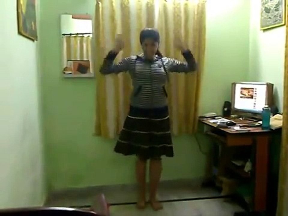 College Girl dancing in home