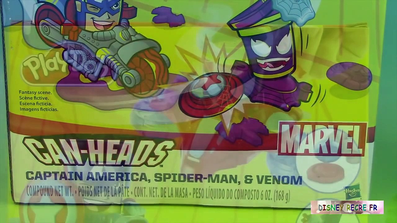Pâte à modeler Play doh Can heads Spideman, Captain America, Venom, Marvel Français