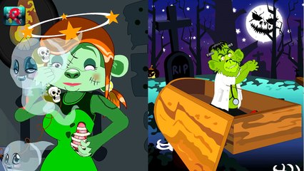 Five Little Monkeys Jumping on The Bed Scary Halloween Version