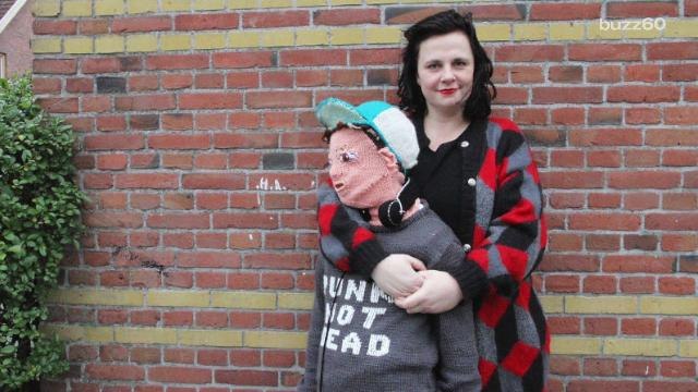 Mom knits a life size replica of her son