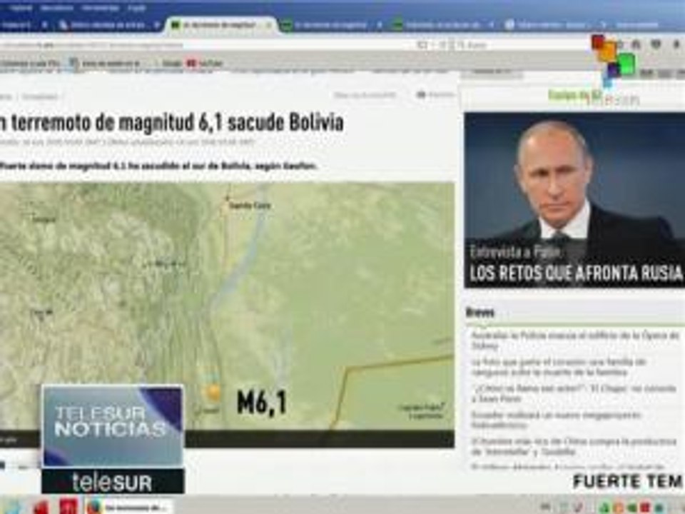 Sismo de magnitud 6,1 sacude el sur de Bolivia