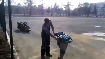 Wanna take a ride? Hilarious worker