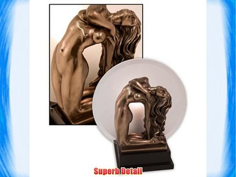 Bronze Art Deco/Nouveau Awakening Figurine Design Resin Table Lamp Glass Shade Free Bulb