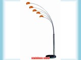 Premier Housewares Zeus Orange 5-Arm Floor Lamp with Glass Shades and Black Marble Base