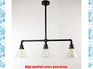 Unitary BRAND Island Light Pendant Light Industrial Glass Shade E24 3x40w Black Painted