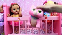 BABY ALIVE Lucy EATS Pudding   Gross Poop Diaper Change & New Crib Furniture Nursery DisneyCarToys