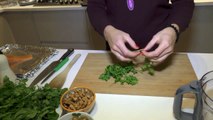 Herb-encrusted salmon with courgette salad