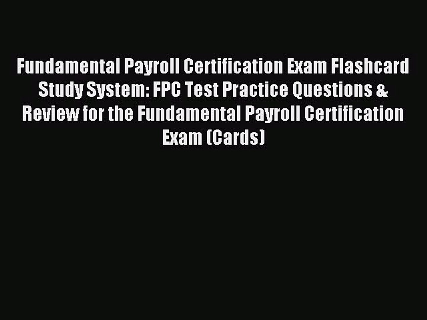 Fundamental Payroll Certification Fpc