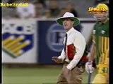 Shane Warne clearly cheating while running. Distracting the field against South Africa given not out. Rare cricket video