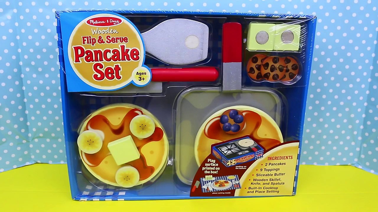 Melissa & Doug Wooden Flip N Serve Pancake Kid Set Slice & Cut Kitchen Pretend Play Breakf