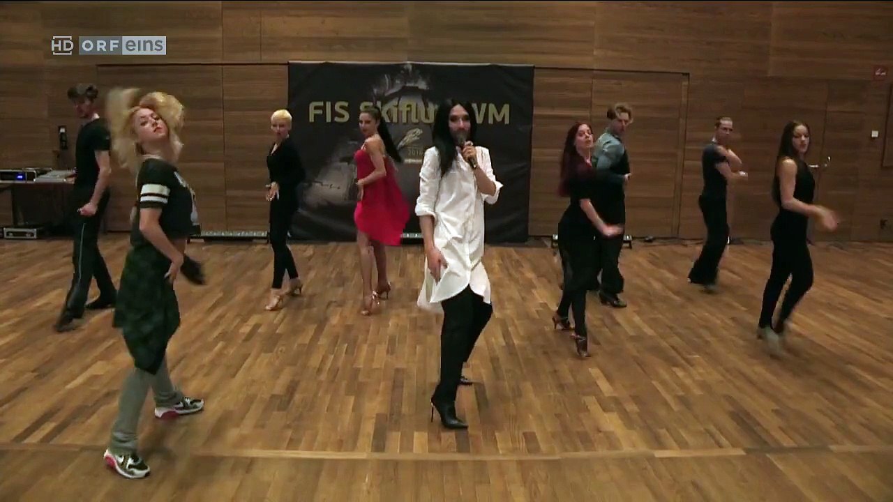 Conchita Wurst - Probe für Skiflug WM 2016 ORF - gennaio 2016