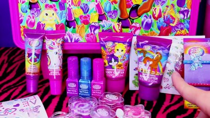 Surprise Toys & Makeup Suitcase! Lisa Frank Rolling Luggage Make Up Fashion & Barbie Makeo