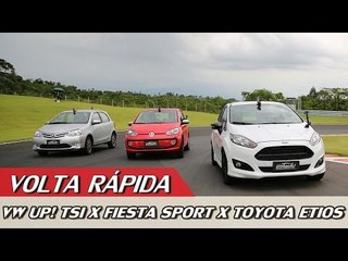 Download Video: VW UP! TSI X FORD FIESTA SPORT X TOYOTA ETIOS - VOLTA RÁPIDA COM RUBENS BARRICHELLO #58 | ACELERADOS