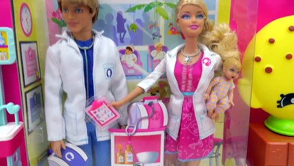 Dr. Ken + Barbie Doll Baby Doctors Office Visit Careers Playset Toy Video