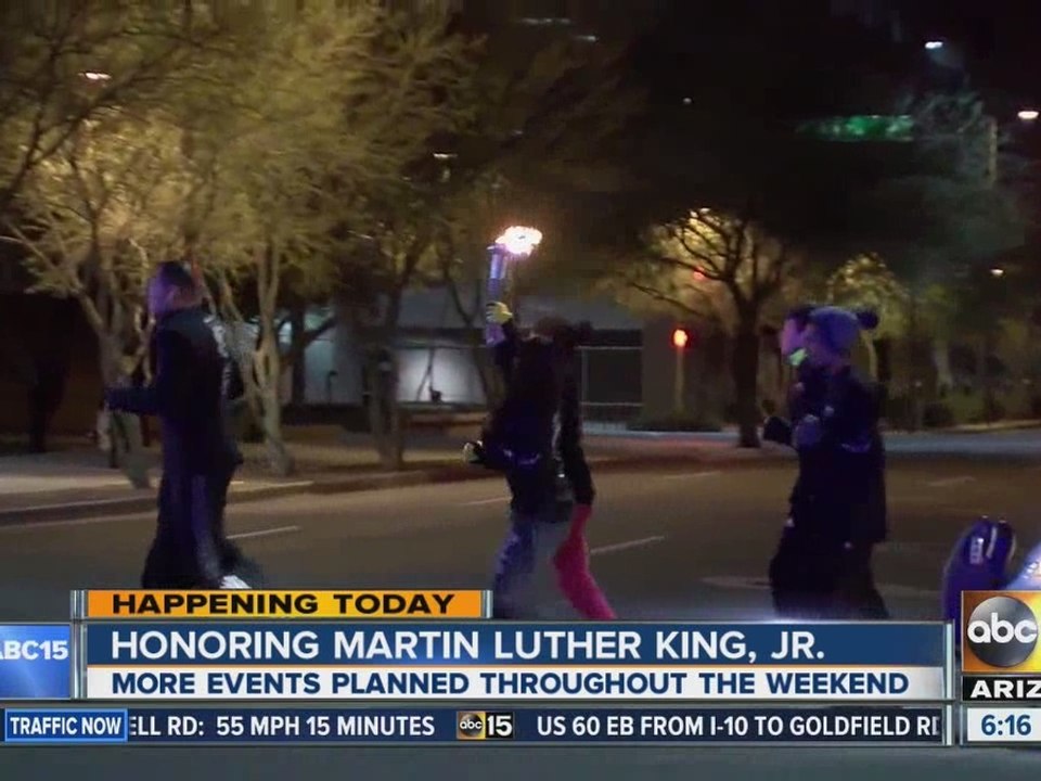 Students honoring Martin Luther King, Jr. with torch run