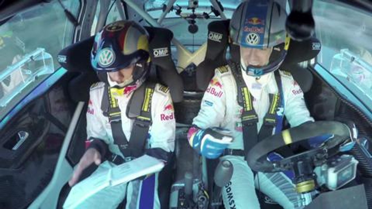 Neymar y Ogier con el Volkswagen Polo R WRC