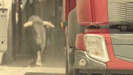 Encierro de un camión Volvo en Ciudad Rodrigo