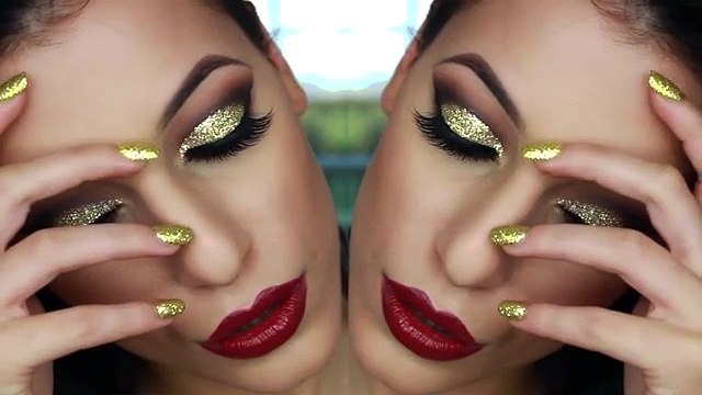 Gold Glitter Cut Crease Smokey Eye - New Years Eve Makeup Tutorial