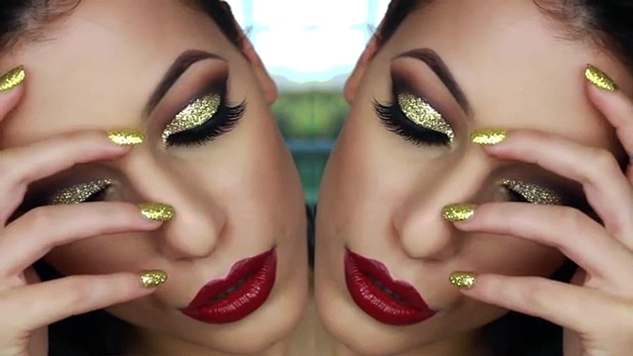 Gold Glitter Cut Crease Smokey Eye - New Years Eve Makeup Tutorial
