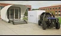 Una casa y un coche impresos en 3D, intercomunicados